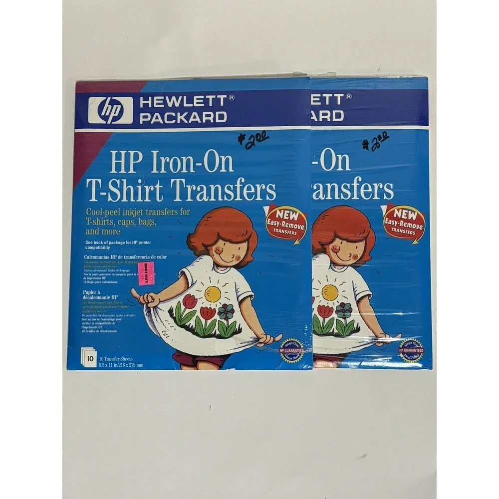 (2) Packs - Sealed HP Iron-On Inkjet T-Shirt Transfers- 10 sheets per Pack NEW